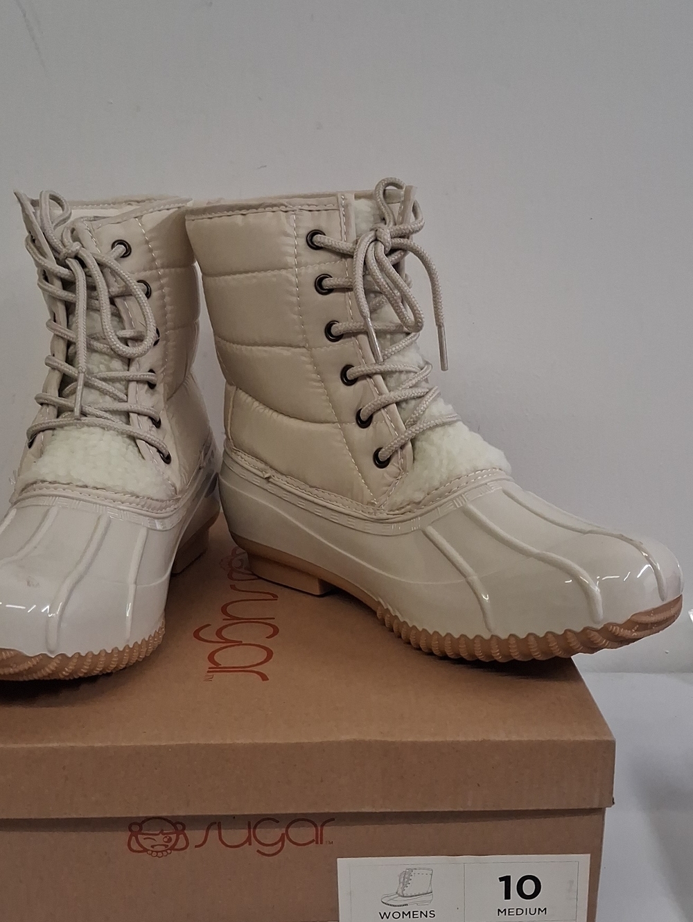 Sugar Women’s Ivory Lace-Up Waterproof Winter Boots